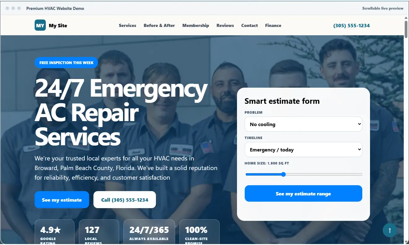 Premium HVAC demo website preview